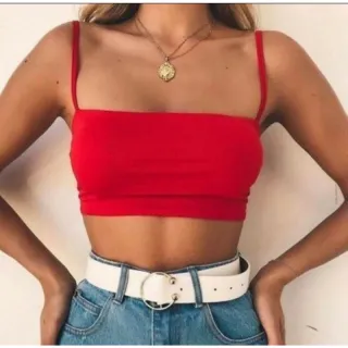 Alça Fina Cropped Reto - Compre na Raryel Online - Vermelho