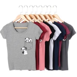 T-shirt Feminina Bolso Panda - Blusa - Branco