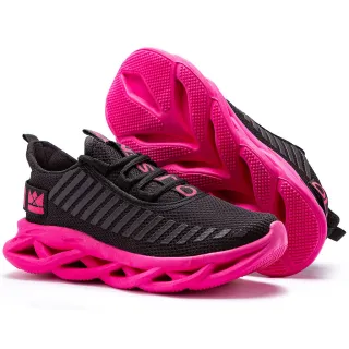 Moda fitness: Tênis Feminino Jaguar Oldsen para corrida, academia e caminhada - Preto Rosa
