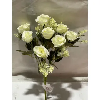 Flores Artificiais com 9 rosas em promoção - Rosa Clarinho