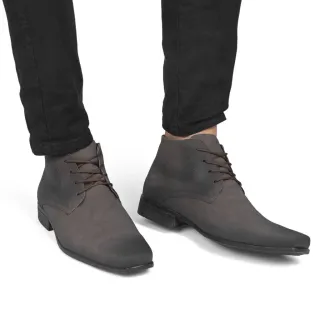 Homem Moderno Sapato Social Nobuck Cano Alto Confortável e Moderno - Nobuck Preto