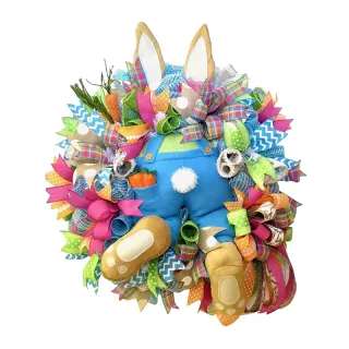 Decoração de Parede Floral com Cabide de Coelho para Páscoa - 5