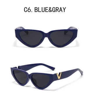 Óculos de Sol Feminino Luxo Vintage V LOGO Acessórios de Moda UV400 - C1.Preto CINZA