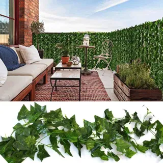 Decoração de Jardim com Folhagem Artificial de Hera Verde - 2 Metros - Único