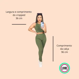 Moda Gringa: Conjunto Canelado Calça e Cropped Feminino - Blogueira Confortável - Lavanda Refrescande