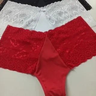 Calcinha Caleçon Renda Luxo Plus Size - Kit 5 unidades - 52