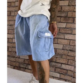 Huge jeans cargo bermuda - Jeans escura