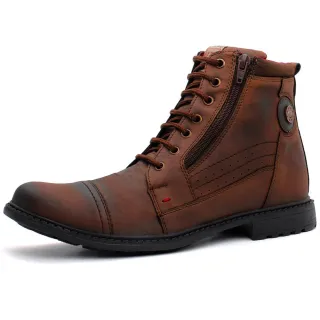 Coturno Masculino Casual Dhshoes - Cano Baixo e Zíper - Marrom