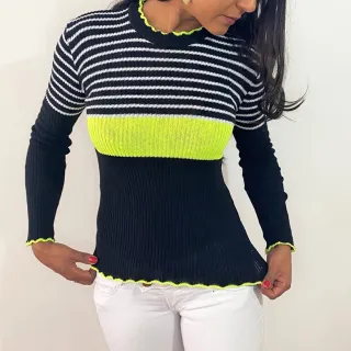 Inverno Tendencia Onda Manga Longa Blusa - Rosa Chiclete