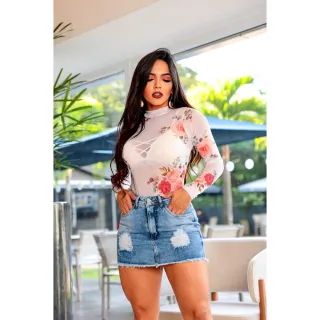 Cintura alta saia jeans - Saia jeans Ref;026