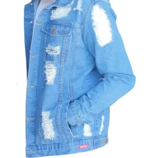 Jaqueta Jeans Destruída Masculina, Jaqueta de Frio - Branco