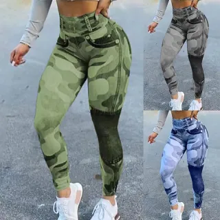 Leggings Femininas Cintura Alta com Estampa, Ideal para Fitness - Verde
