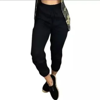 Calça Feminina Preta Cintura Alta - Calça Jogger Preta Feminina - GG