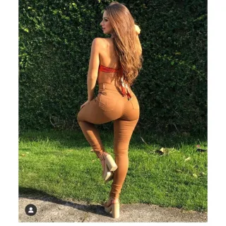 Calça Cintura Alta Feminina Sarja Bege Skinny Modeladora - Rose