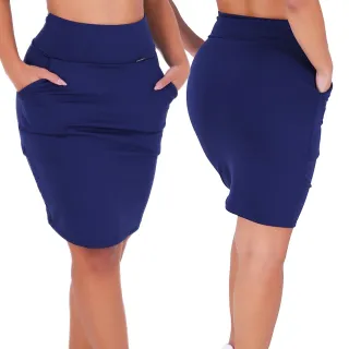 Saias Evangelica Secretária Bolsos Bruna Carla Kit 3 Suplex Felpado - PRETO/CINZA/MARINHO