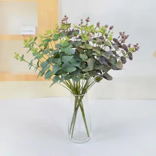 Plantas Verdes Artificiais para Decoração de Casa - Flores e Folhas de Eucalipto - 4 folhas kit com 4 unidade
