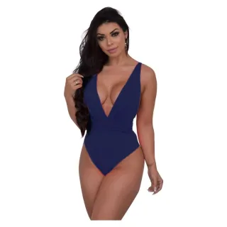 Maiô Cavado Decotado com Bojo - Body Feminino - Rosa neon