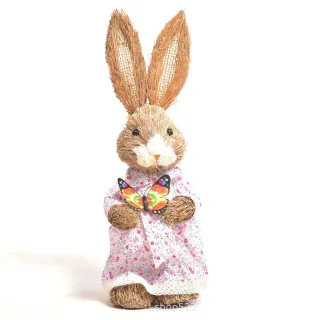 Páscoa - Ornamento Criativo de Palha Coelho para Decoração de Casa e Brinquedo - MODEL.49