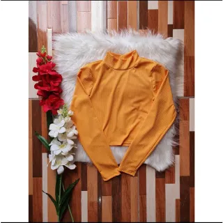 Blusa de Malha com Gola Alta e Mangas Longas - Vermelho Cereja