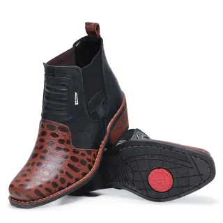 Botas Country em Couro Legítimo - Modelo 1011 - CAFE/ESTAMPADO