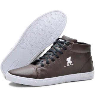 Sapatenis Polo Casual Masculino - Tênis Conforto Cano Médio - Preto/branco