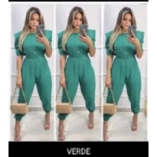 Ombro Reto Macacão Longo Feminino em Várias Cores - Único