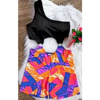 Macaquinho fitness academia curto com bojo alça única argola - Estampa 05