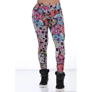 Roupa de academia calça legging estampada caveira - GG