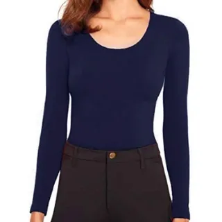 Gola Redonda Blusa Manga Longa - Rosa