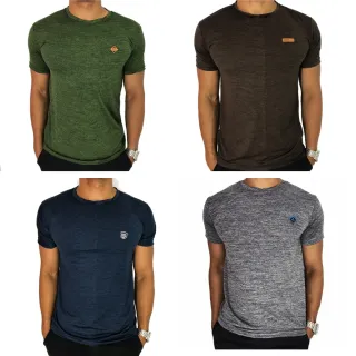 Moda Fitness Masculina: Kit com 4 Camisetas Dry Fit Manga Curta - Vermelho,Verde,Azul,Cinza