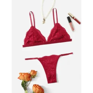 Sutiã sem bojo com base elástica e calcinha fio - Conjunto Lingerie (REF 0800) - Branco