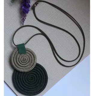 Mandala Dupla Maxi Colar Colorido Artesanal de Corda Náutica - 48. Azul Noite/Chevron