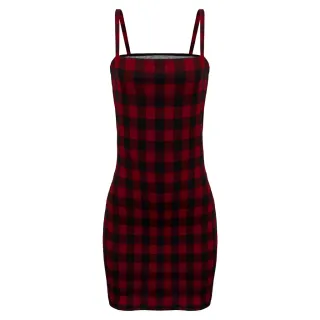 Moda Gringa: Vestido Xadrez Bordo Alcinha - G