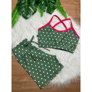 Conjunto Fitness Feminino Alcinha e Short com Cordinha - Rosa rosa bebê