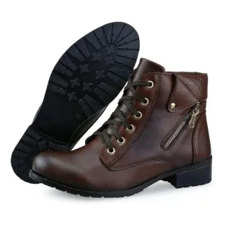 Lançamento Estiloso: Bota Coturno Feminina Cano Baixo Botinha - Marrom