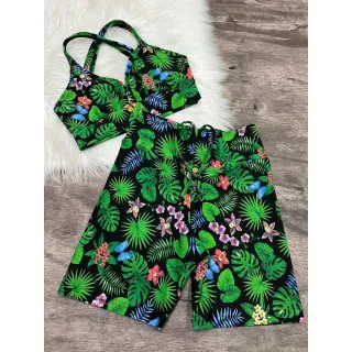 Top com Alça Dupla + Conjunto Fitness Short Com Cordão - 2