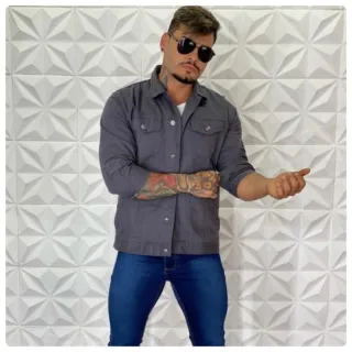 Pronta entrega: Jaqueta jeans masculina de alta qualidade - Jaqueta verde militar.