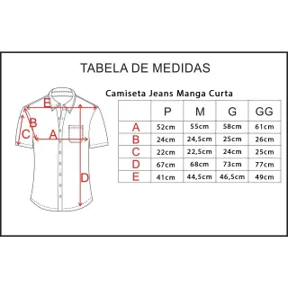 Premium Manga Curta Social Jeans Camisa - JEANS DESTROID