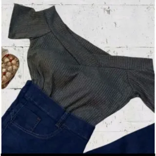 Malha Canelado Blusinha Feminina Ombro a Ombro Veste M G e GG - Amarelo