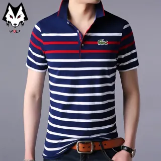 Camiseta Manga Curta Listrada POLO Masculina com Lapela - Cinza