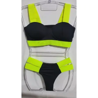 Tendência Blogueira: Biquíni Feminino Neon com Elástico - Onca (Elastic Amarelo/Laranja)