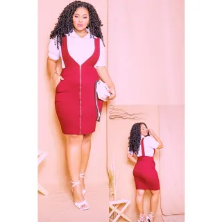 Moda Evangélica: Salopete Jardineira Feminina com Saia, Zíper e Bolso Funcional - Rose