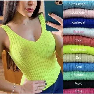 Moda feminina tricot fashion, regata canelado verão tricô