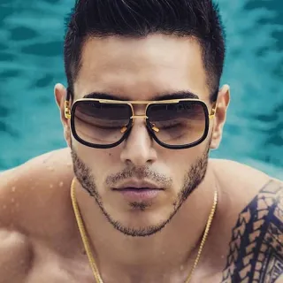 Óculos de Sol Masculinos Quadrados com Armação de Metal - C3