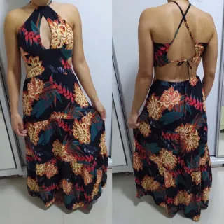 Viscose Estampada Vestido Longo - Modelos e Estampas Variadas - Longo 15