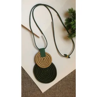 Mandala Dupla Maxi Colar Colorido Artesanal de Corda Náutica - 48. Azul Noite/Chevron