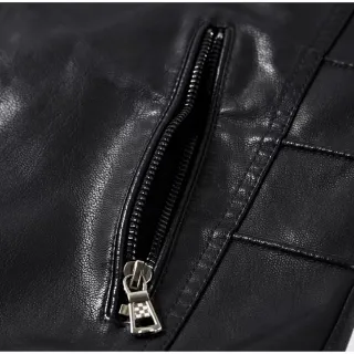 Jaqueta Slim Impermeável Masculina de Couro para Motoqueiro - Preta