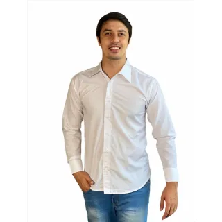 Promoção: Camisa Social Masculina Slim Manga Longa Lisa Estampada Varias Cores - P AO GG - Rosa Shok