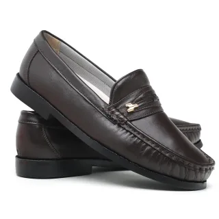 Sapatilha Mocassim Masculino Couro Legítimo Dockside Drive Solado Borracha - Marrom