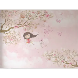 Borboletas no balanço - Papel de parede Menina - Único